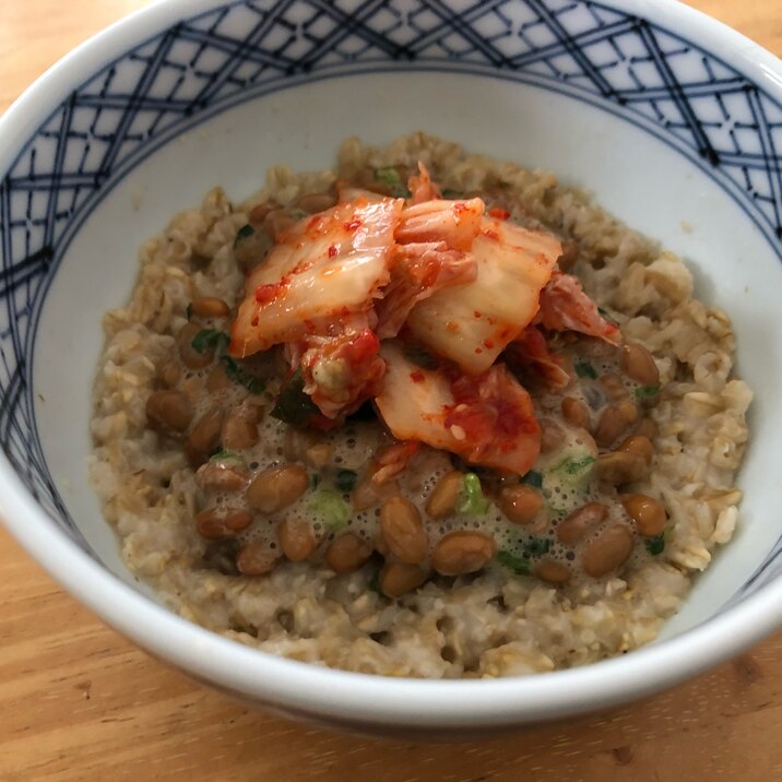 オートミールの納豆キムチ丼